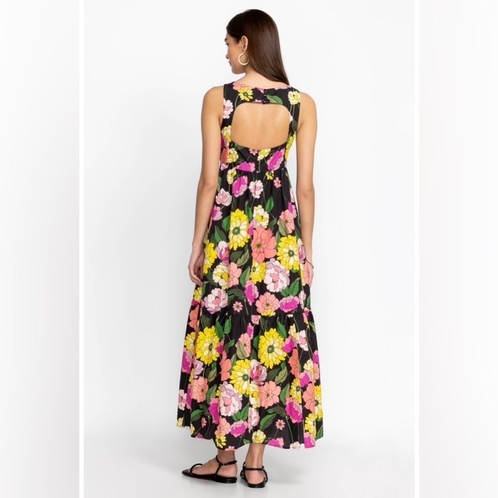 Johnny Was Black floral pink yellow Cassai Open back sleeveless maxi dress S NWT - Picture 12 of 14